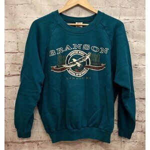 Vintage BRANSON Missouri Sweatshirt Size XL USA Made Country Music Capital Teal